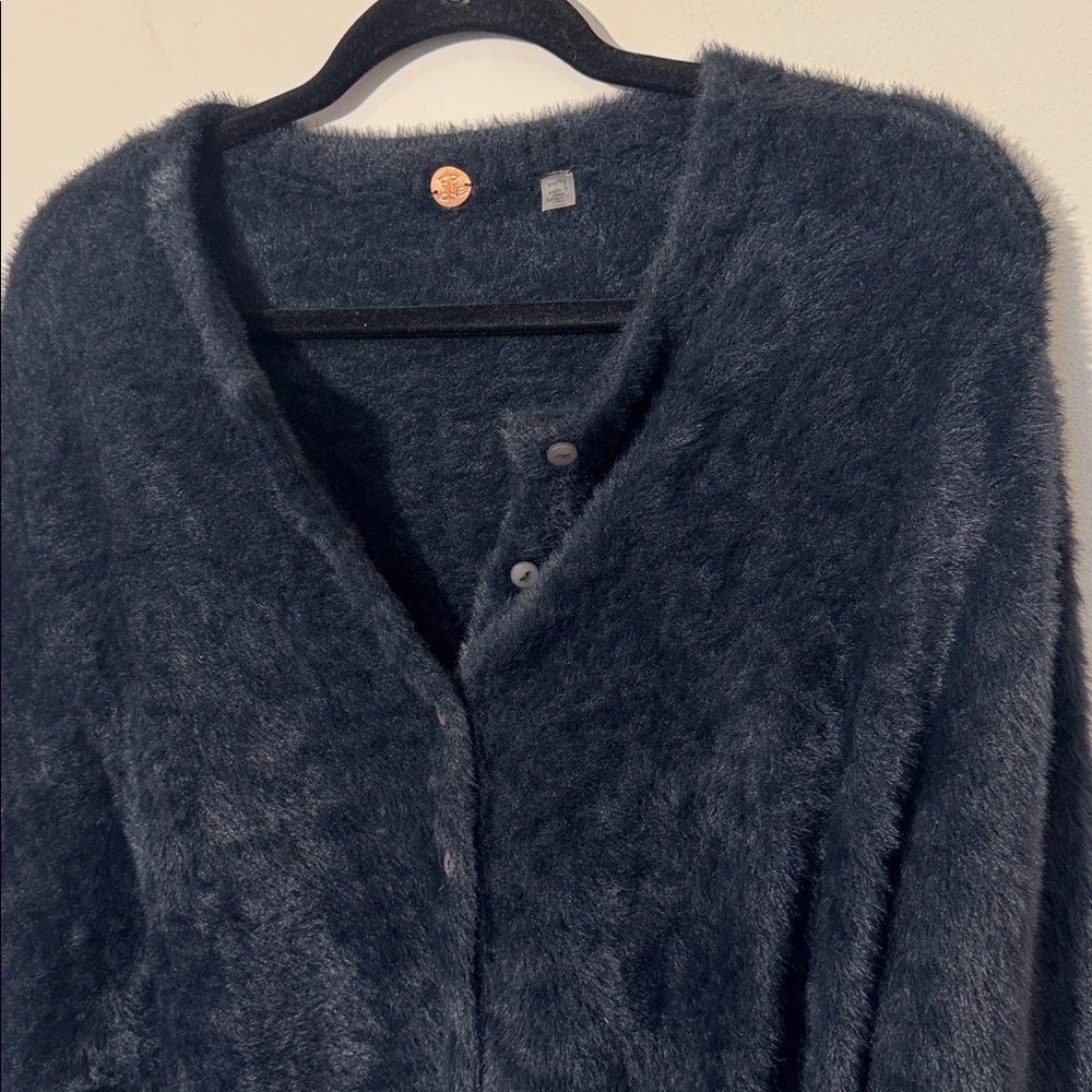 Free People One Oversized Fuzzy Allegra Cardi in Black - XS - Picture 3 of 5
